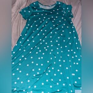 LuLaRoe Carly Teal and White Polka Dot